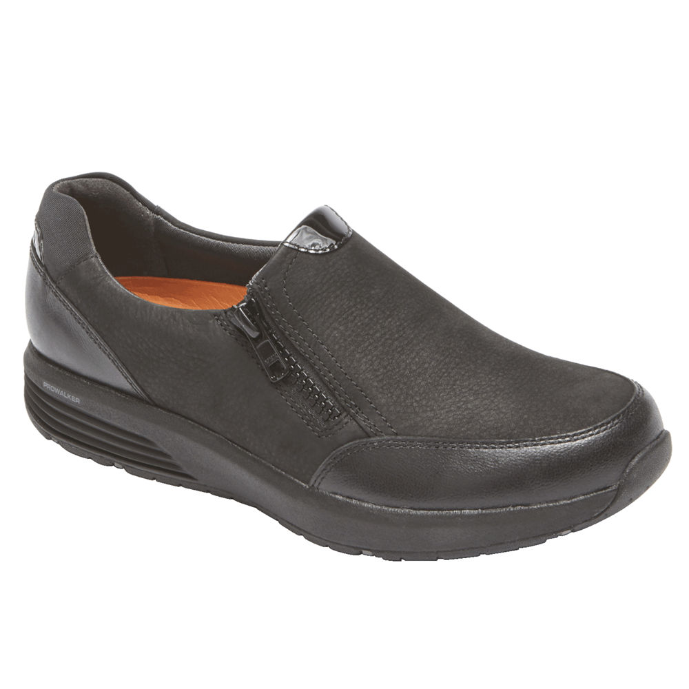 Rockport Slip-On For Womens Black - Trustride Side Zip - BG2857439